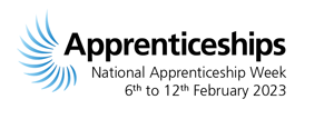 Logo for National Apprenticeship Week 6th to 12th February 2023